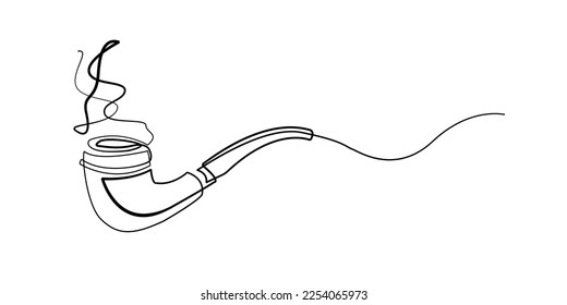 continuous line of smoking pipes. smoking pipe one line vector illustration.