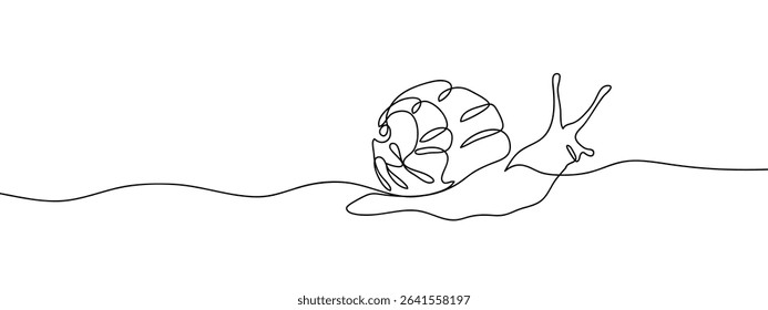 Continuous line snail Hand drawn vector art lines on transparent background.