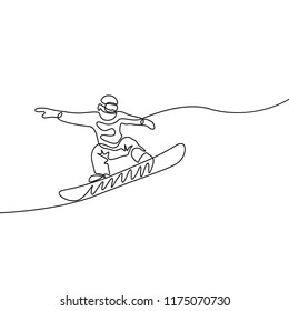 Continuous Line Snowboarder Jumps Extreme Winter Stock Vector (Royalty ...