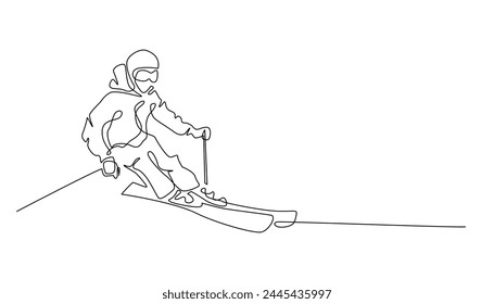 continuous line snowboarder.single line snowboard sport.holiday one line concept