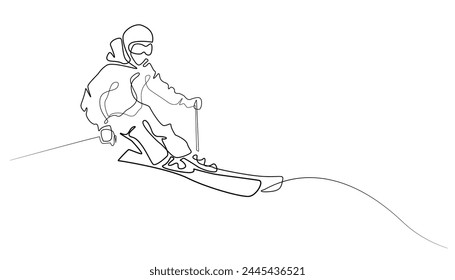 continuous line snowboard.single line sport snowboard.isolated white background