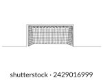 continuous line of soccer goal. single line drawing of a soccer field goal. line vector illustration of the goal where the goalkeeper is standing
