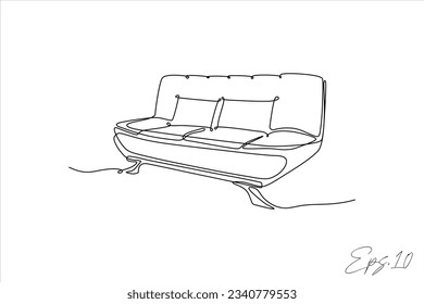 continuous line sofa armchair white background