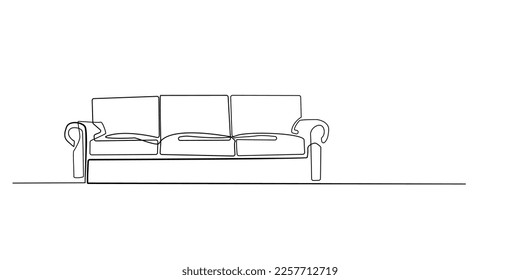 continuous line of sofa.one line drawing of sofa chair.line art of living room sofa.single line vector illustration