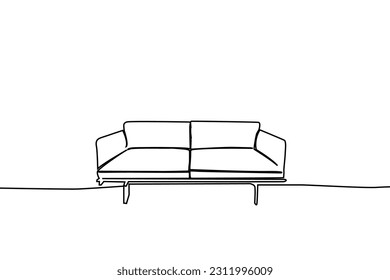 Continuous line sofa hand-drawn picture silhouette. Line art. doodle.