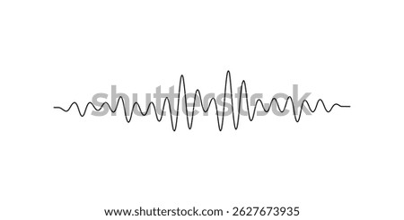 Continuous line sound wave music audio icon one art voice hand. Podcast wave line sound soundwave noise sketch drawn drawing doodle outline recording frequency vocal waveform microphone background