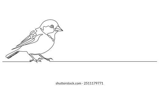 continuous line of sparrows.one line drawing of sparrows.single line vector illustration.editable stroke.isolated white background