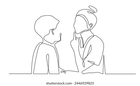 continuous line speech therapy.portrait of a mother giving speech therapy to her child one line drawing.training speech disorders in children single line