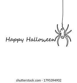 Continuous line spider with the words Happy Halloween.