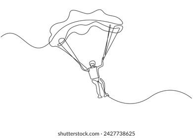 continuous line sport parachute diving.one line drawing of sport parachuting. paragliding vector line art