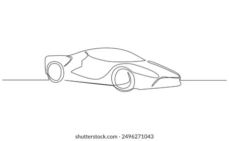 continuous line sports car.one line drawing of super car technology.single line vector illustration.isolated white background