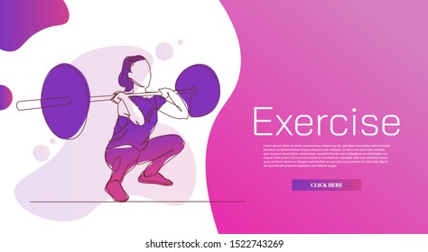 Continuous line of sports Weight lifting about health and fitness.
for internet advertising.
Influencer marketing, social media or network promotion, SMM banner, landing page, flyer.Vector illustratio