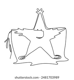 Continuous line of star hand drawn. vector illustration