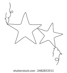 Continuous line of star hand drawn. vector illustration