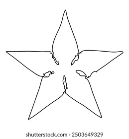 Kontinuierliche Linie des Sterns, handgezeichnet. Vektorgrafik