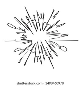 continuous line starburst hand drawn element vector