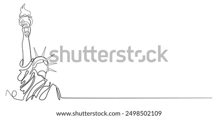 continuous line of the statue of liberty.one line drawing of the statue of liberty in New York, United States. symbolizes the independence, freedom and liberty of the United States. Single line vector