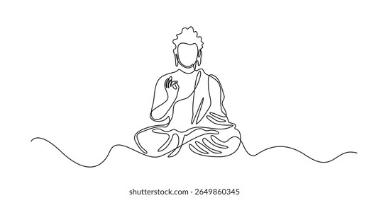 linha contínua estátua.desenho de linha única de buda estátua.ilustração vetor de linha única