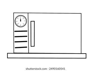 Línea continua de estufa horno microondas electrodoméstico eléctrico. Ilustración vectorial de Doodle