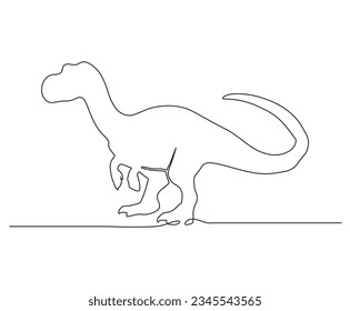 continuous line style illustration of big dinosaur, vector illustration with white background.