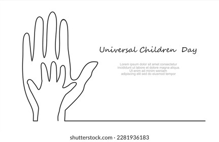 Continuous line style. Universal Children's Day Background Illustration