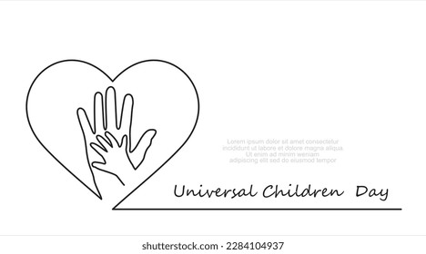 Continuous line style. Universal Children's Day Background Illustration