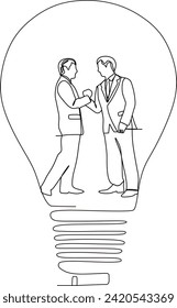 continuous line of stylish office worker man in lamp