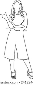 continuous line of stylish young woman business beauty model