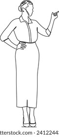 continuous line of stylish young woman business beauty model