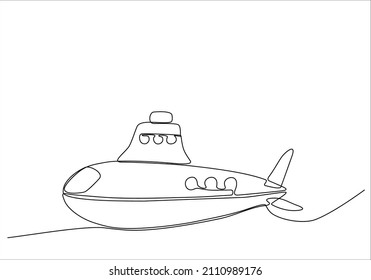 
continuous line submarine hand drawn vector illustration