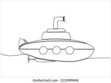 
continuous line submarine hand drawn vector illustration