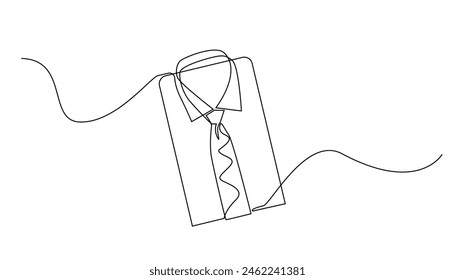 línea continua de traje camisa y corbata. dibujo de una línea de trabajo camisa y corbata. línea simple única de ropa de trabajo de oficina