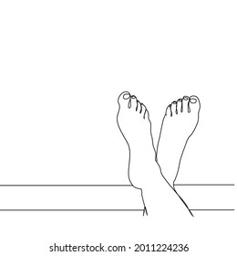 Continuous line. Summer fun. Holiday concept. Woman spreading legs from balcony in hotel Freelance, travel and leisure concept image with copy space.