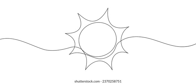Continuous line sun summer art one sunshine outline icon single light. Travel sun doodle hand abstract line sketch weather logo silhouette element sunrise linear season sea nature. Vector illustration