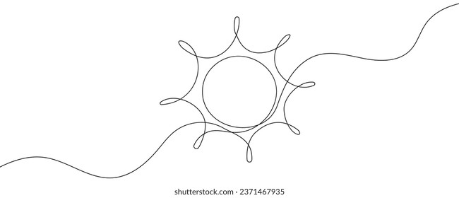Continuous line sun summer art one sunshine outline icon single light. Travel sun doodle hand abstract line sketch weather logo silhouette element sunrise linear season sea nature. Vector illustration
