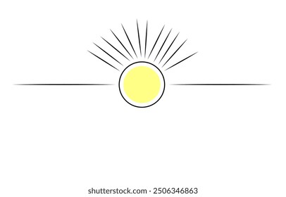Continuous line sun summer art one sunshine outline icon single light. Travel sun doodle hand abstract line sketch weather logo silhouette element sunrise linear season sea nature. Vector illustration