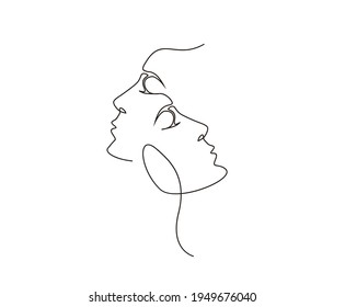 Continuous Line Surreal Faces Drawing Set Stock Vector (Royalty Free ...