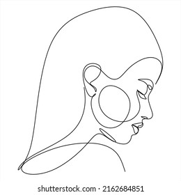 Continuous line Surreal Faces, drawing set faces and hairstyles, fashion concept, minimalist female beauty, vector illustration. Contemporary portrait     