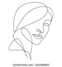 Continuous line Surreal Faces, drawing set faces and hairstyles, fashion concept, minimalist female beauty, vector illustration. Contemporary portrait     