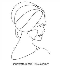 Continuous line Surreal Faces, drawing set faces and hairstyles, fashion concept, minimalist female beauty, vector illustration. Contemporary portrait     
