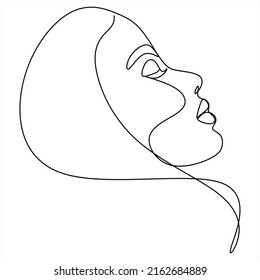 Línea continua Rostros surrealistas, rostros y peinados de conjuntos de dibujo, concepto de moda, belleza femenina minimalista, ilustración vectorial. Retrato contemporáneo     