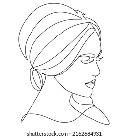 Continuous line Surreal Faces, drawing set faces and hairstyles, fashion concept, minimalist female beauty, vector illustration. Contemporary portrait     