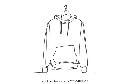 Continuous line of sweater hanging on clothing rack