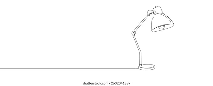 continuous line table lamp line art vector illustration with transparent background.