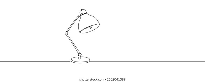 continuous line table lamp line art vector illustration with transparent background.