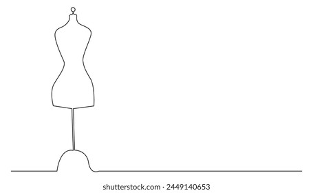 continuous line of tailor's mannequin.drawing of one line of mannequin isolated white background