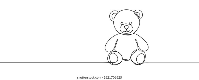Continuous line Teddy bear Children's toys Simple lines, transparent background.