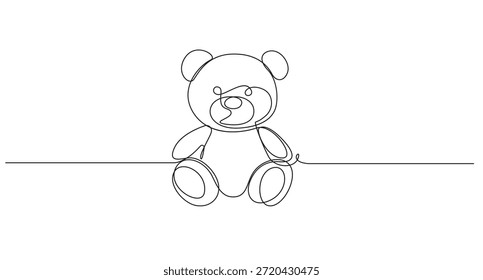 Continuous Line Teddy Bear,Single continuous line drawing of teddy bear soft toy symbol of friendships childrens in simple linear style concept for birthday gift