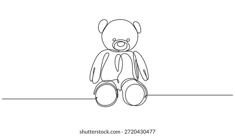 Continuous Line Teddy Bear,Single continuous line drawing of teddy bear soft toy symbol of friendships childrens in simple linear style concept for birthday gift