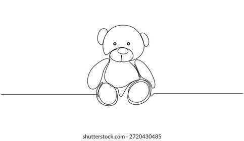Continuous Line Teddy Bear,Single continuous line drawing of teddy bear soft toy symbol of friendships childrens in simple linear style concept for birthday gift
